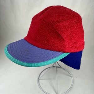 Vintage Patagonia Size Medium Red Synchilla Fleece Duckbill Hat Cap Ear Flap USA